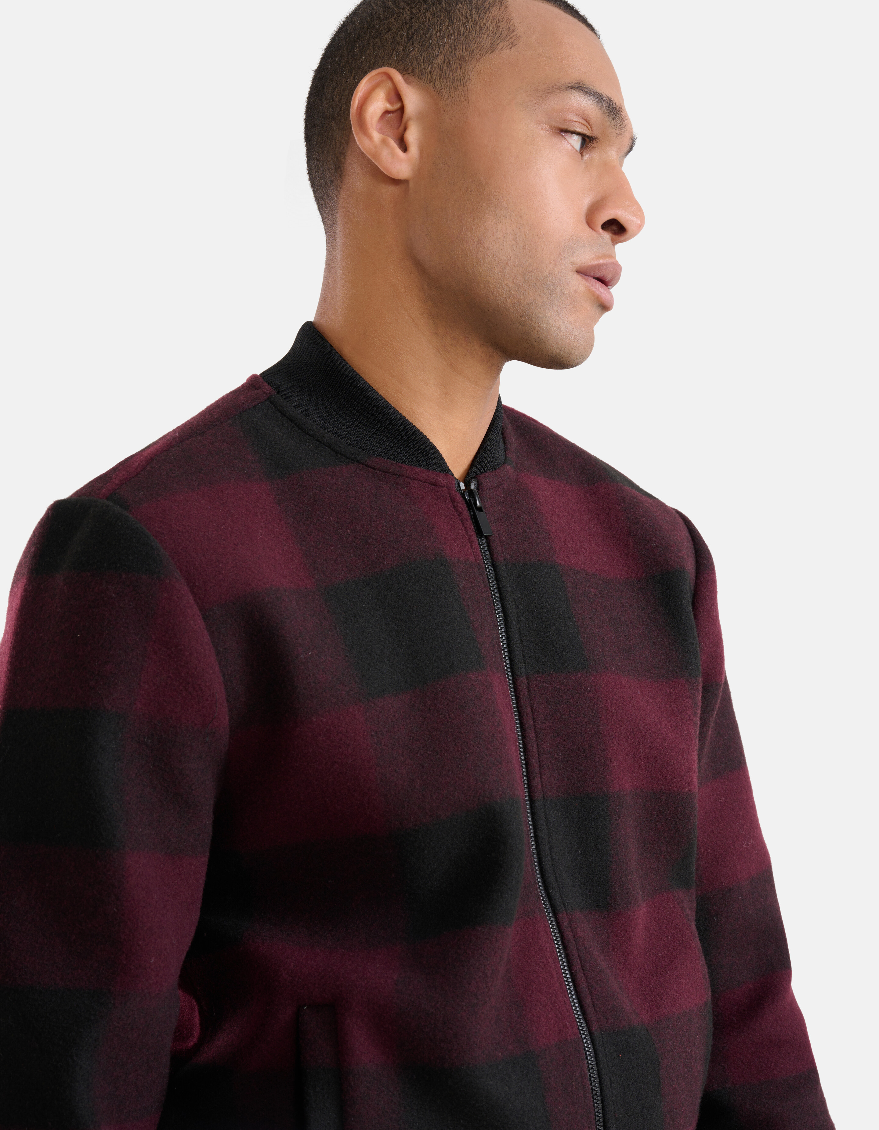 Karierte Bomberjacke Bordeaux SHOEBY MEN