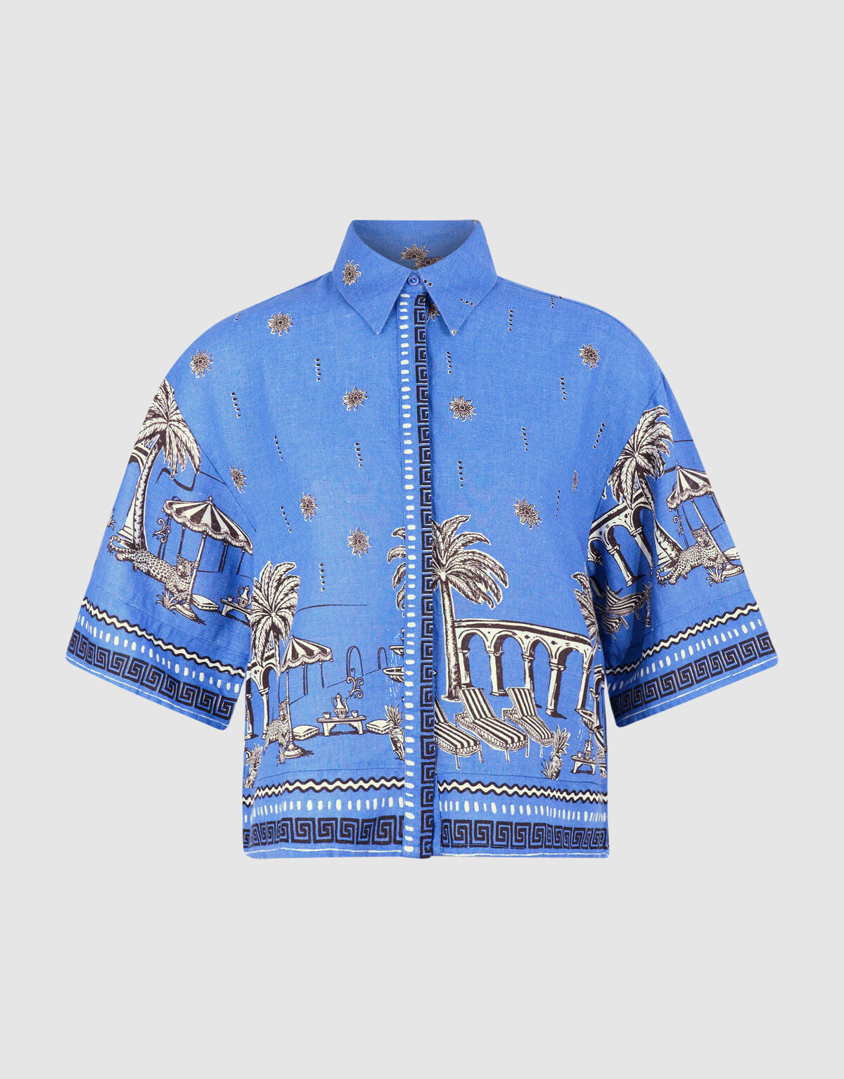 Palmblatt-Print Bluse Blau SHOEBY WOMEN