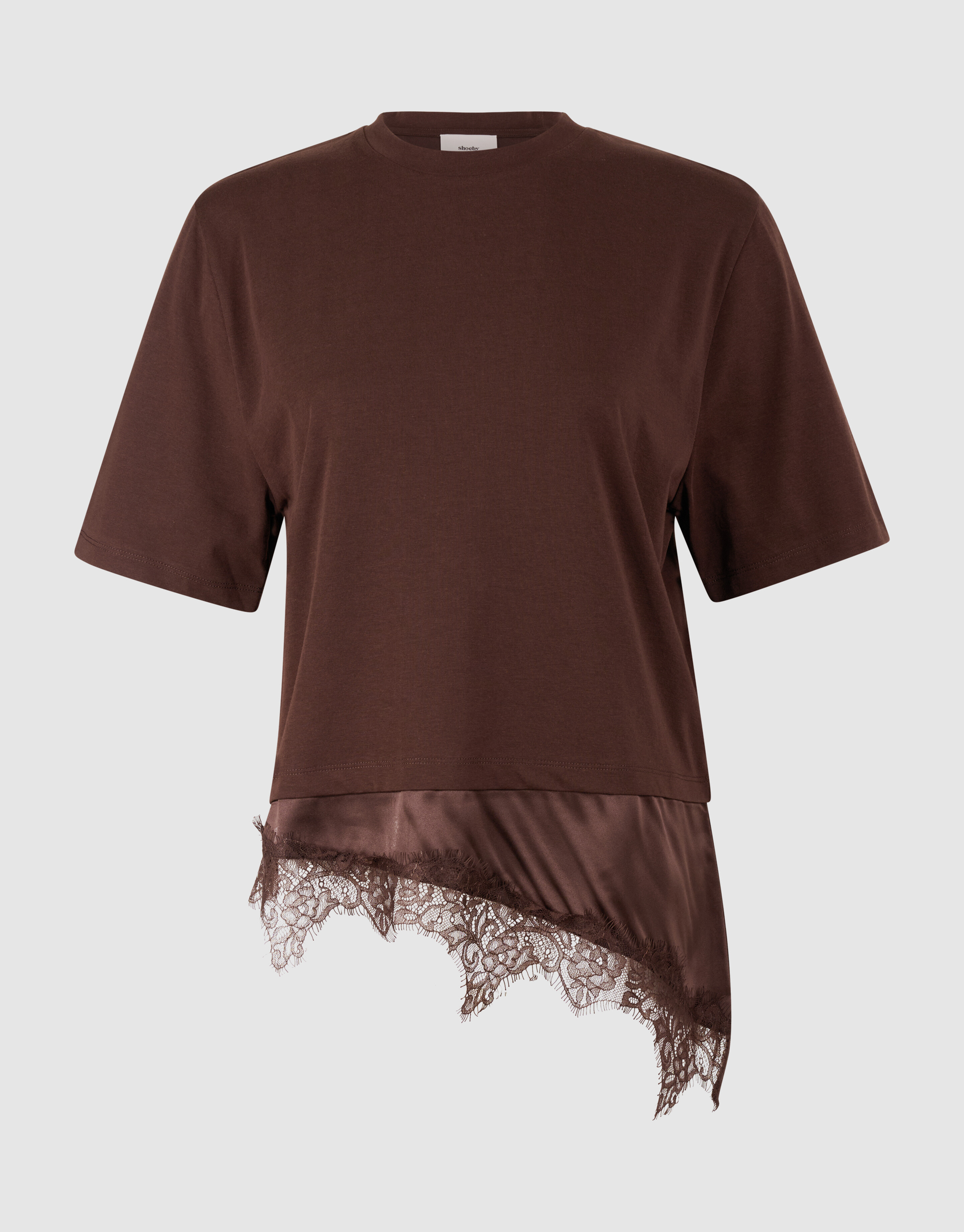 Kanten Satinen T-Shirt Braun SHOEBY WOMEN