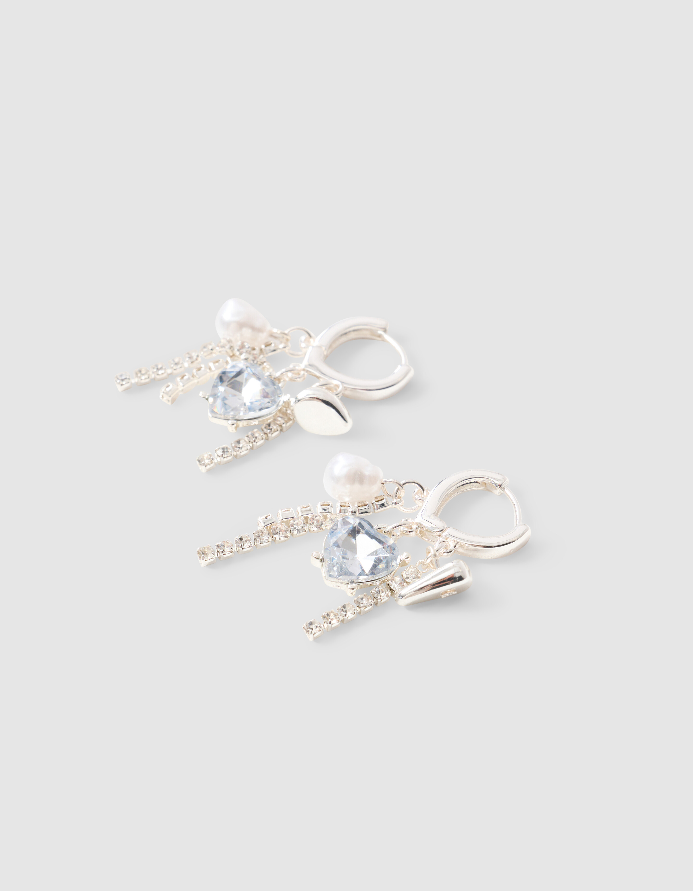 Strass Heart Oorbellen Zilver SHOEBY ACCESSOIRES