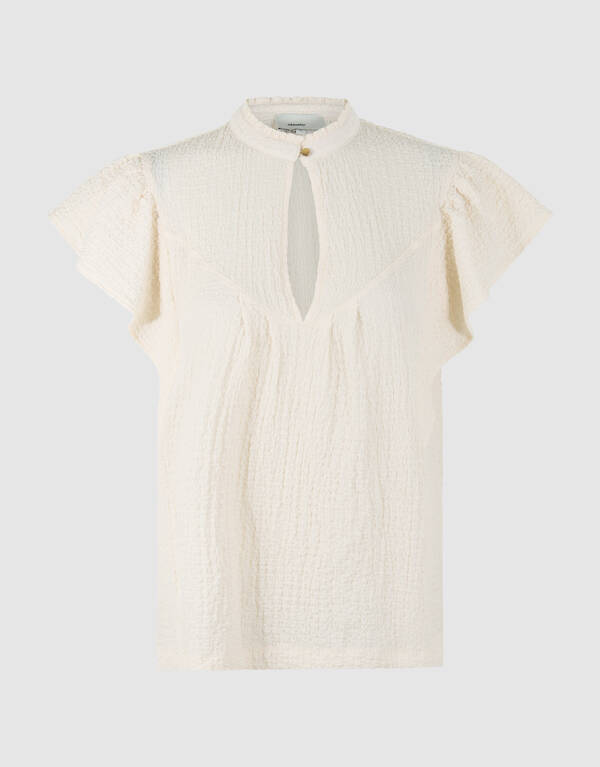 Crinkle Ruffle Top Off-White SHOEBY WOMEN