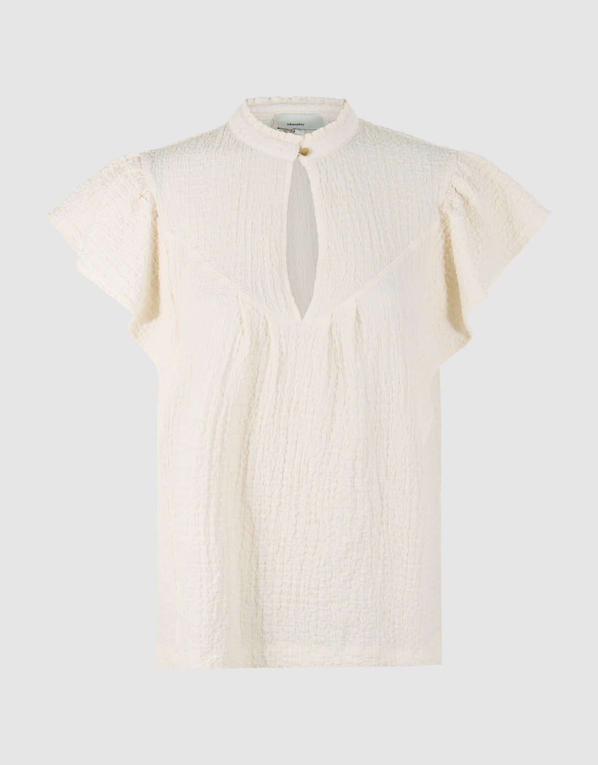 Crinkle Ruffle Top Off-White SHOEBY WOMEN