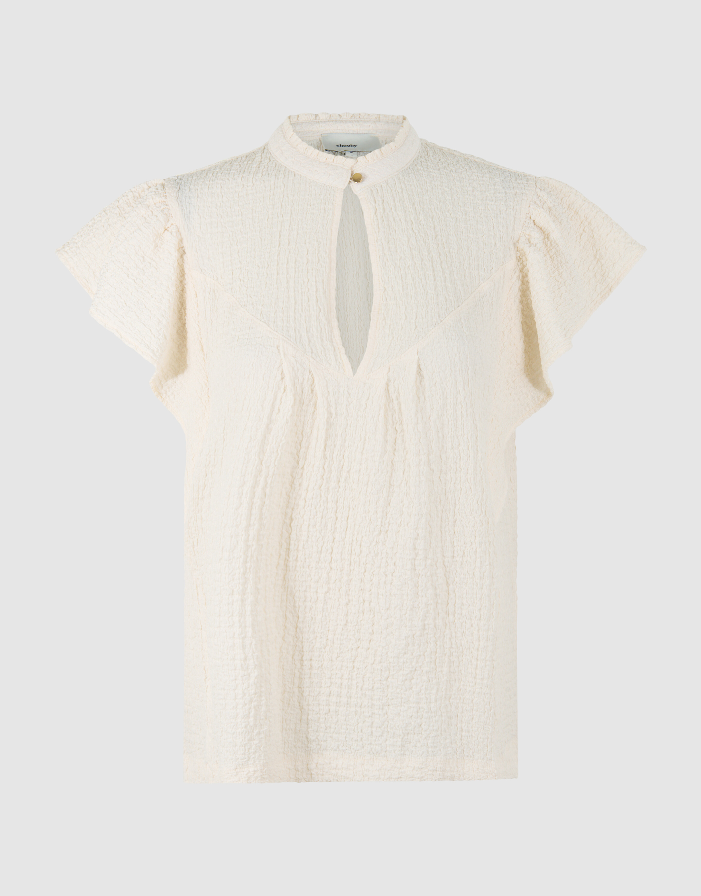 Crinkle Ruffle Top Off-White SHOEBY WOMEN