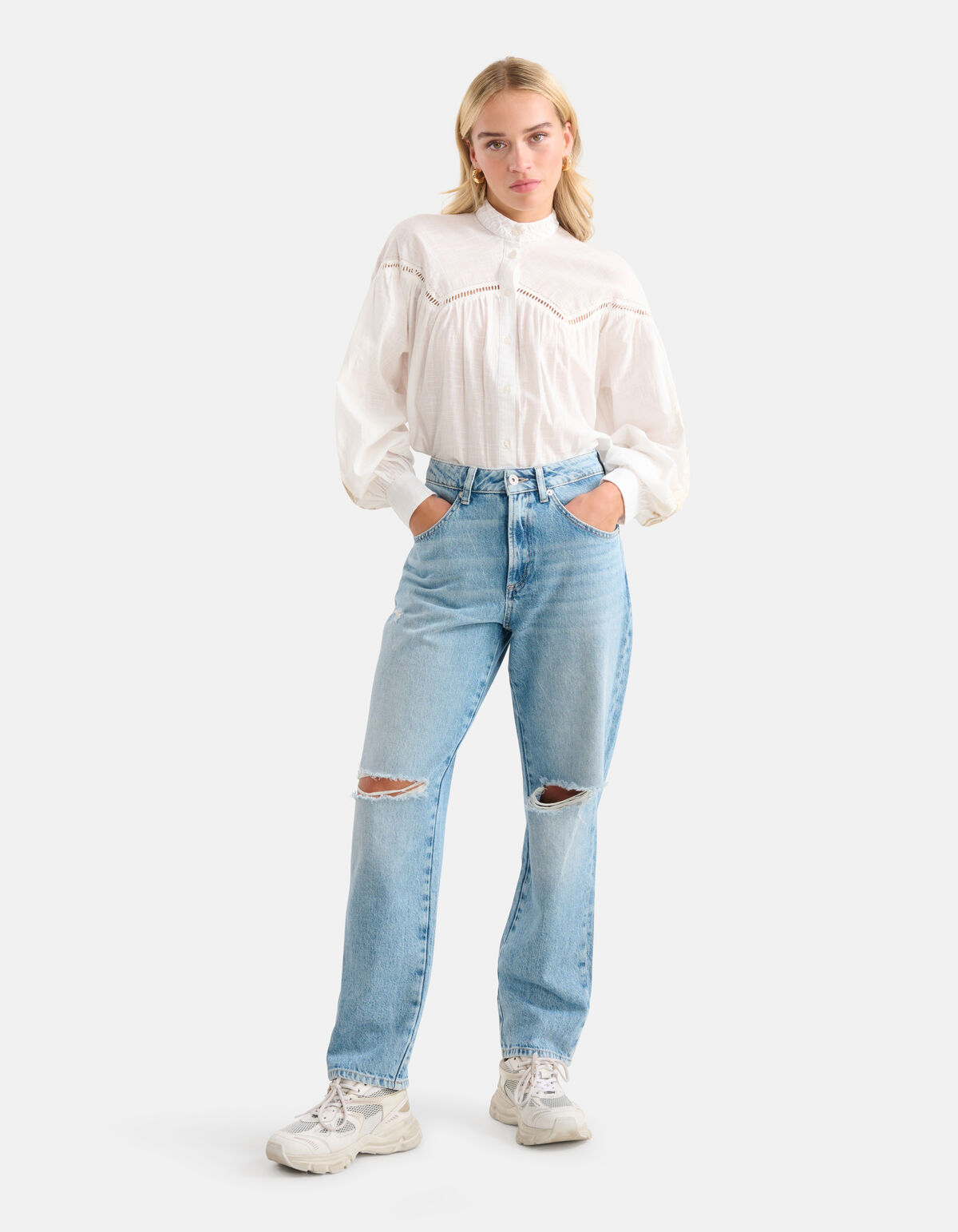 Bluse mit Stickerei und Pailletten Off White SHOEBY WOMEN