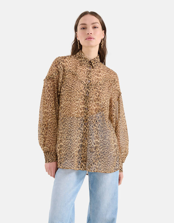 Gepardenbluse Braun SHOEBY WOMEN
