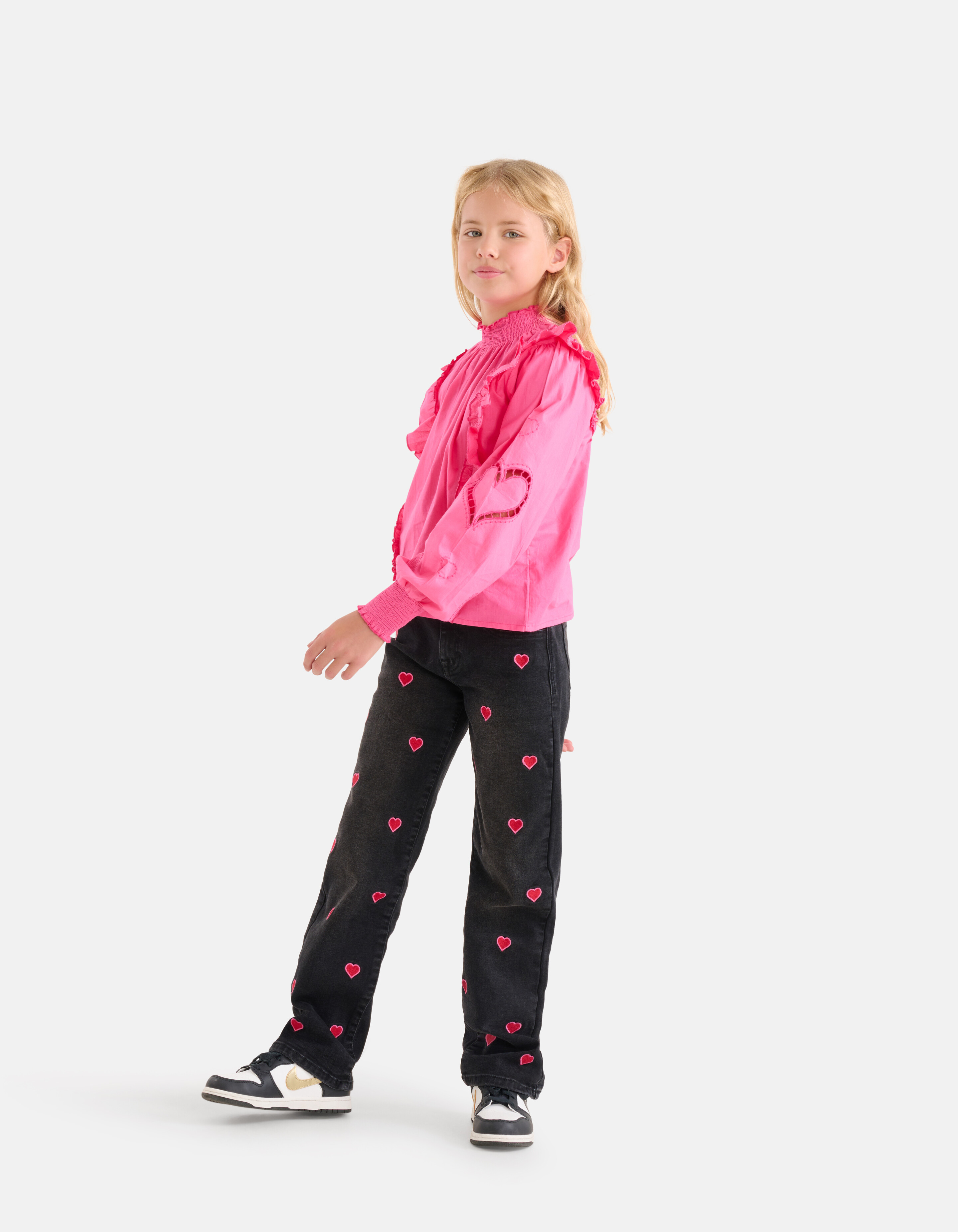 Popeline-Stickerei Bluse Rosa SHOEBY GIRLS