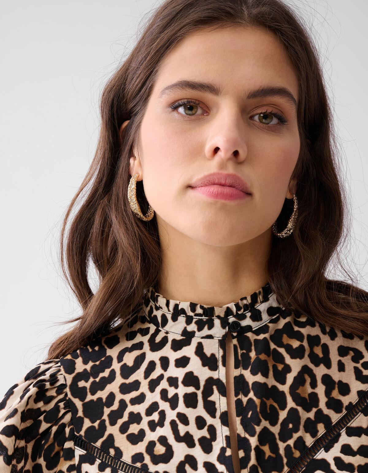 Leopard Ruffle Top Braun SHOEBY WOMEN