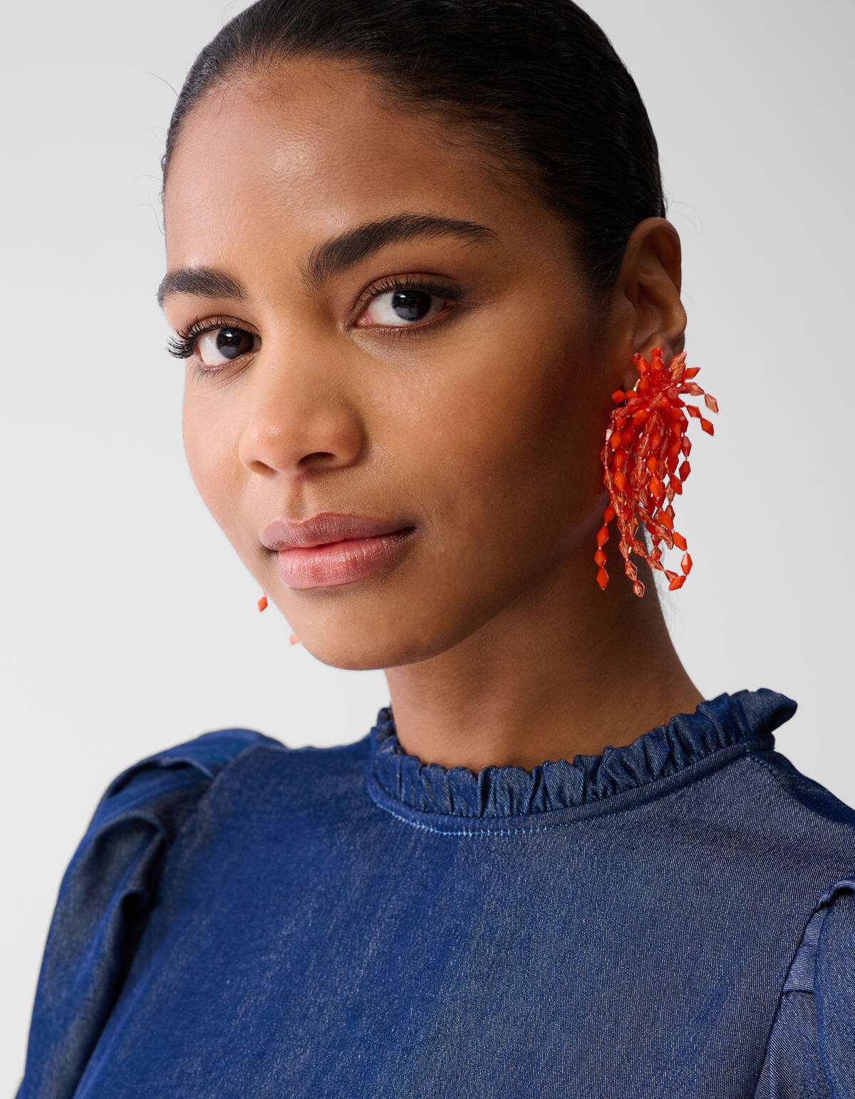 Perlenohrringe Orange SHOEBY ACCESSOIRES