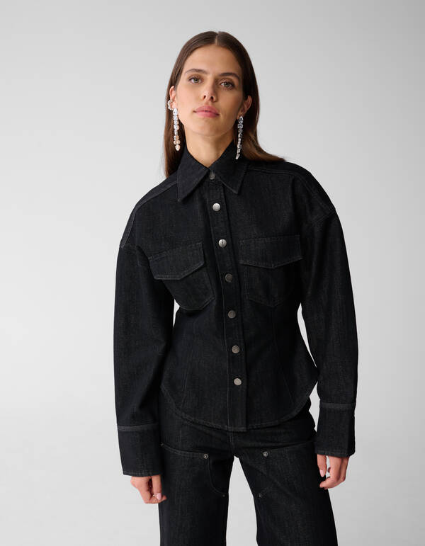 Sandelofen Denim Bluse Schwarz SHOEBY WOMEN