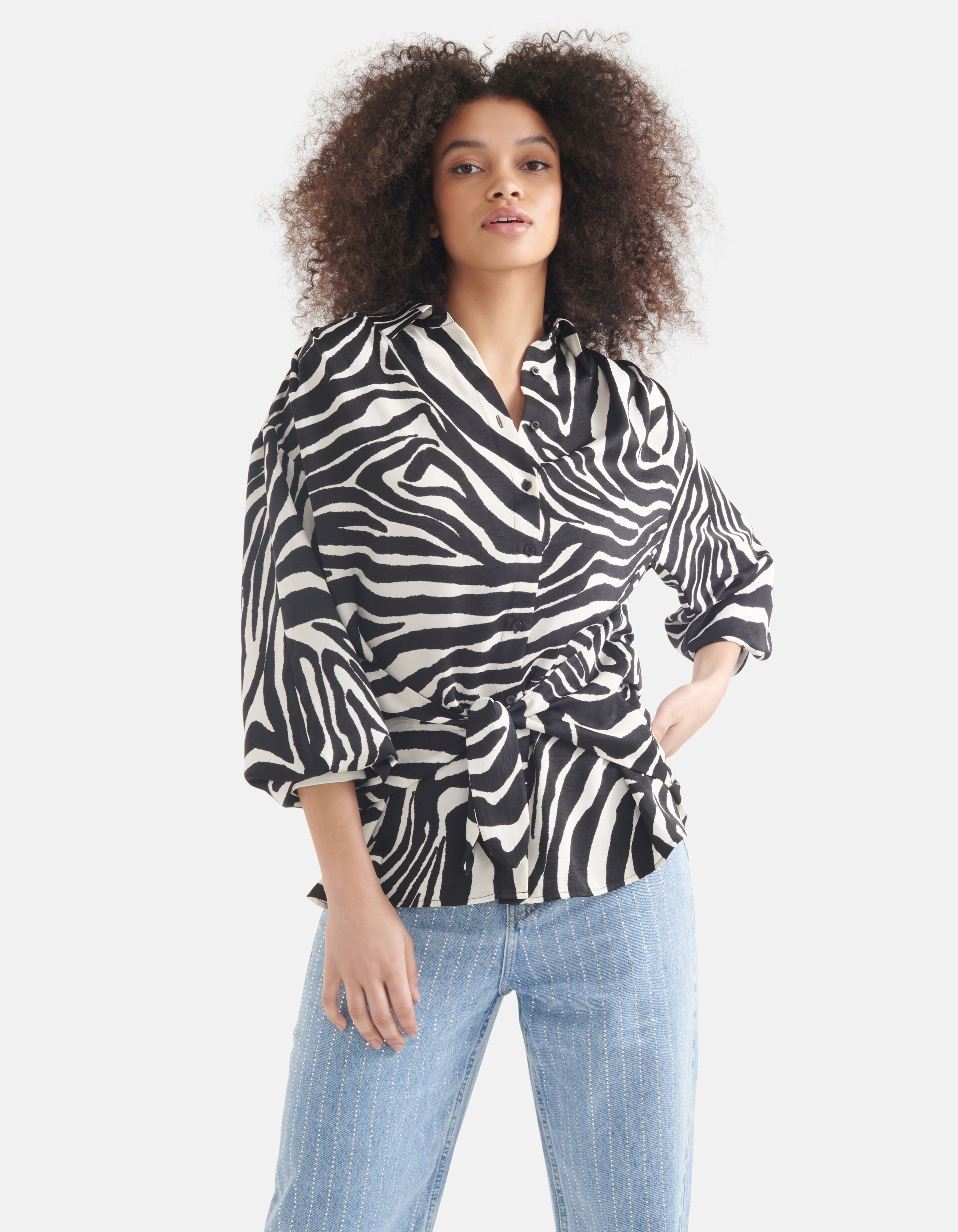Zebra Print Bluse Schwarz/Weiß SHOEBY WOMEN
