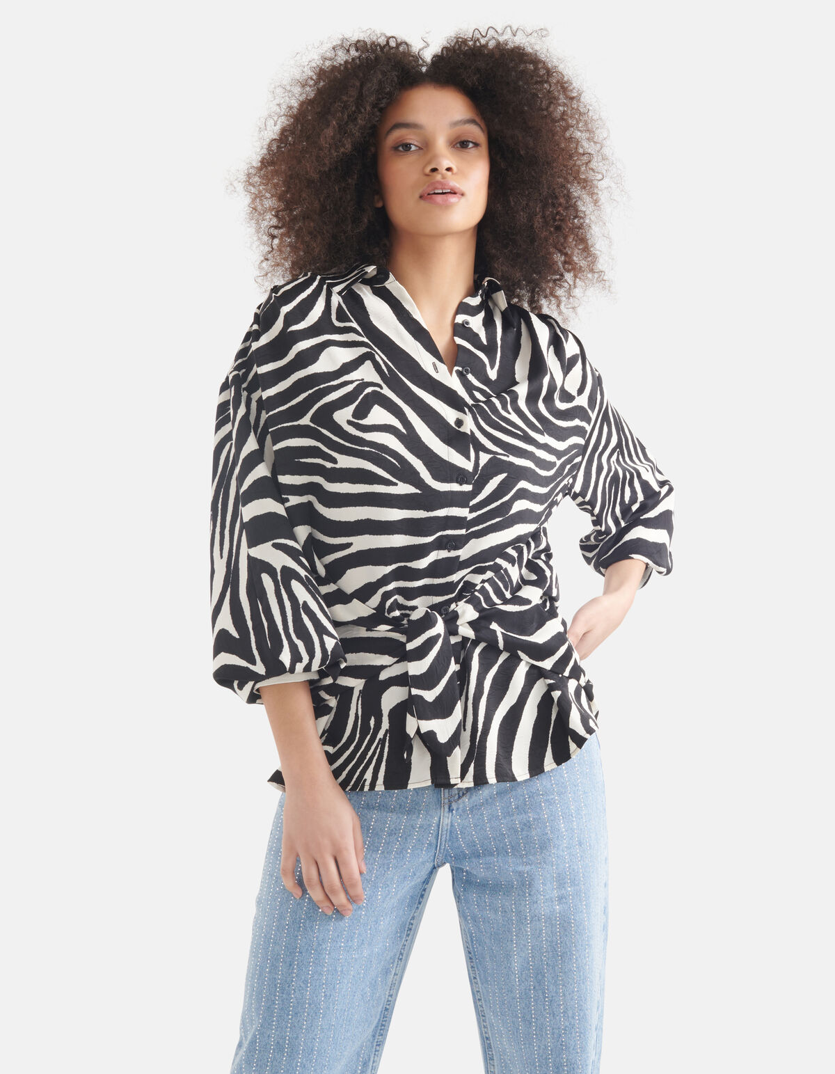 Zebra Print Bluse Schwarz/Weiß SHOEBY WOMEN