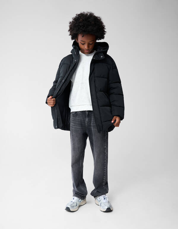 Lange Pufferjacke Schwarz SHOEBY BOYS