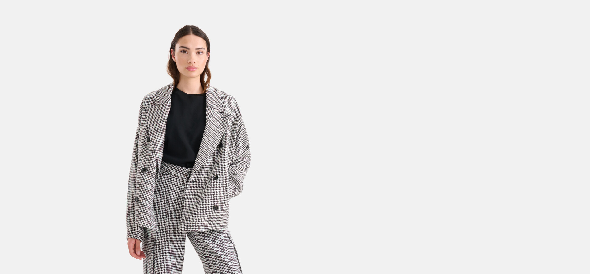 Pied-De-Poule Blazer Schwarz/Weiß SHOEBY WOMEN