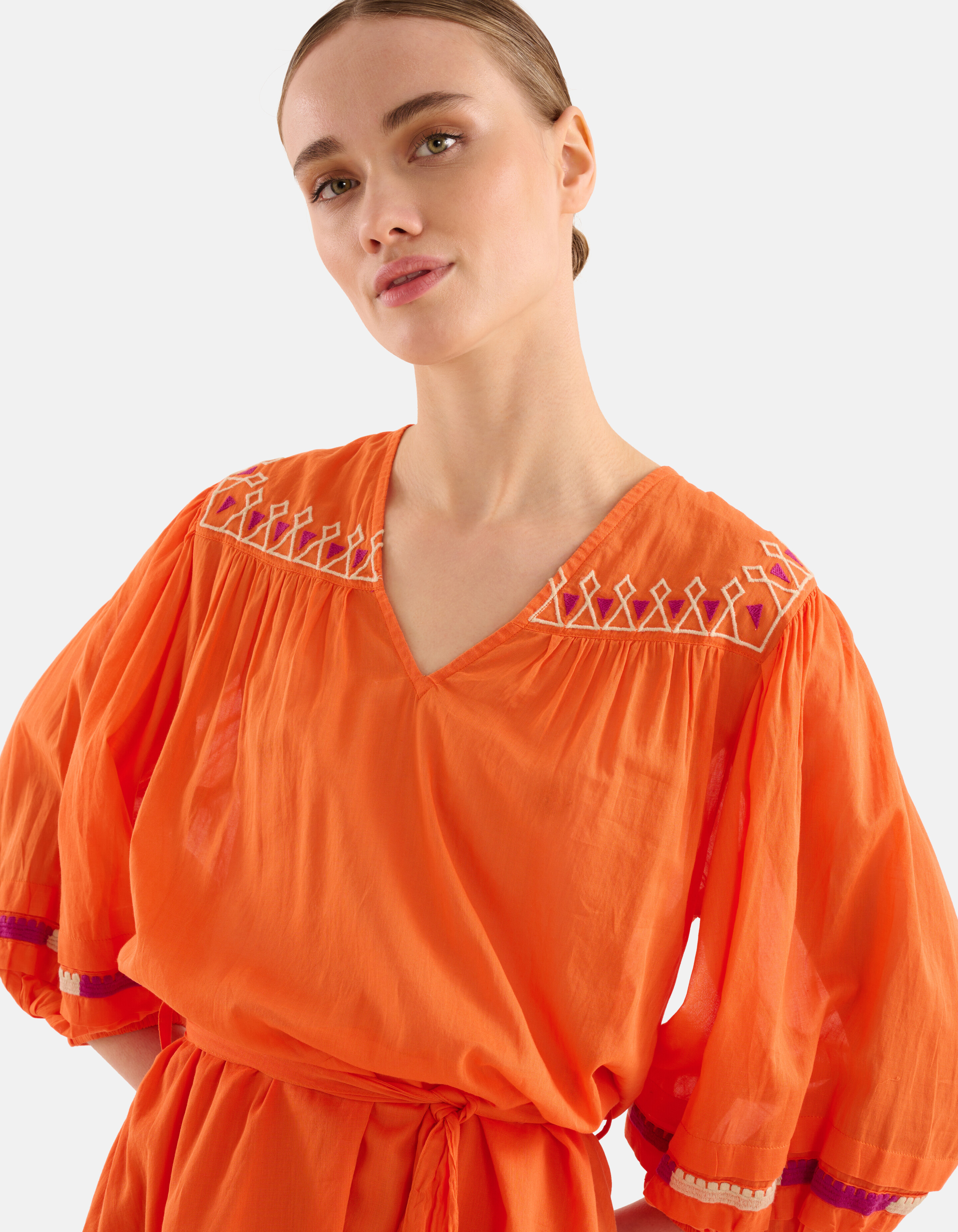 Besticktes Voile-Kleid Orange SHOEBY WOMEN