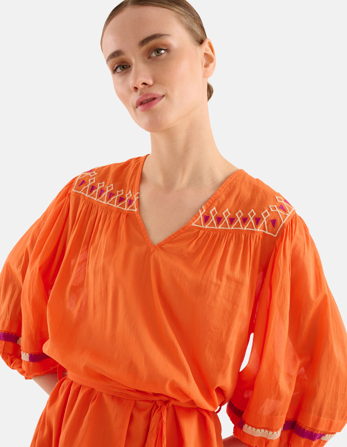 Besticktes Voile-Kleid Orange SHOEBY WOMEN