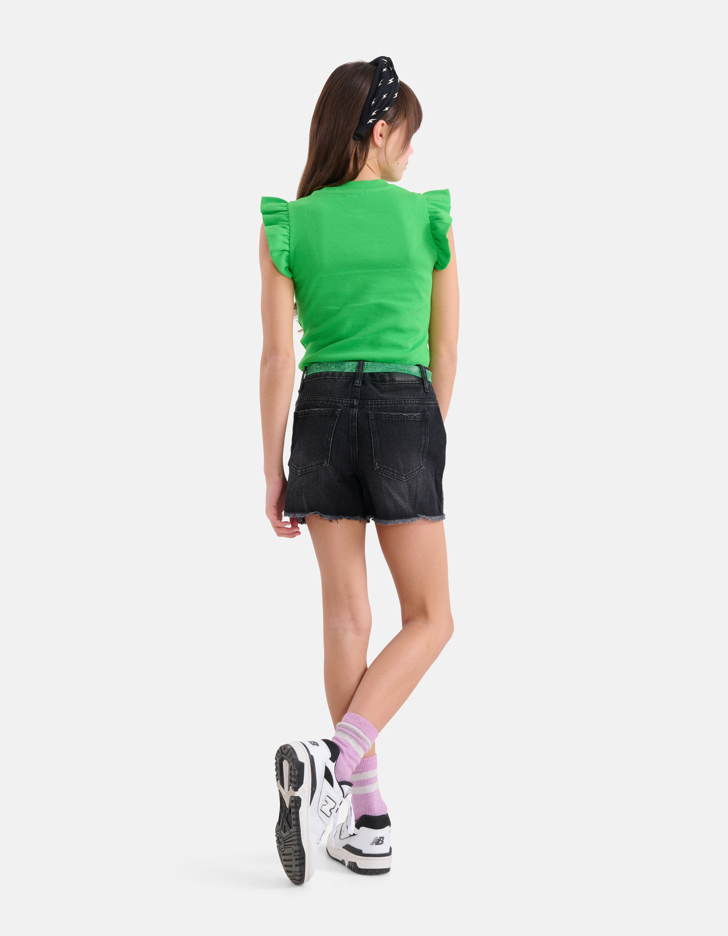Ruffle Rib Top Groen SHOEBY GIRLS