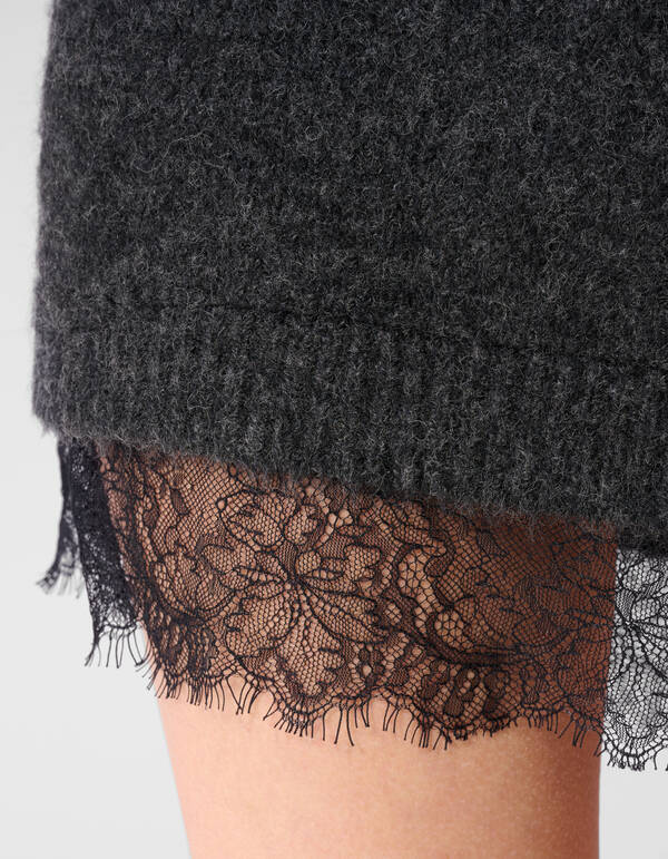 Lace Strickkleid Dunkelgrau SHOEBY WOMEN