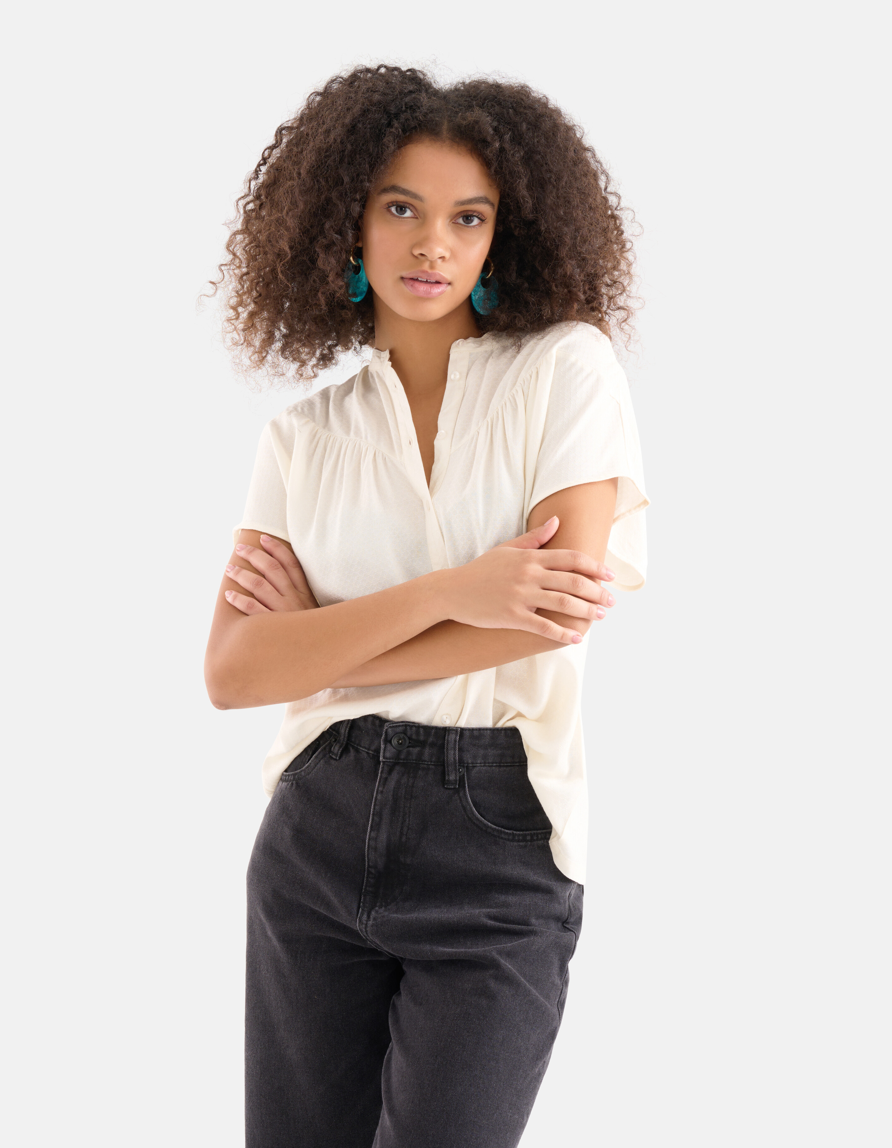 Relaxed Fit Oberteil Off White SHOEBY WOMEN
