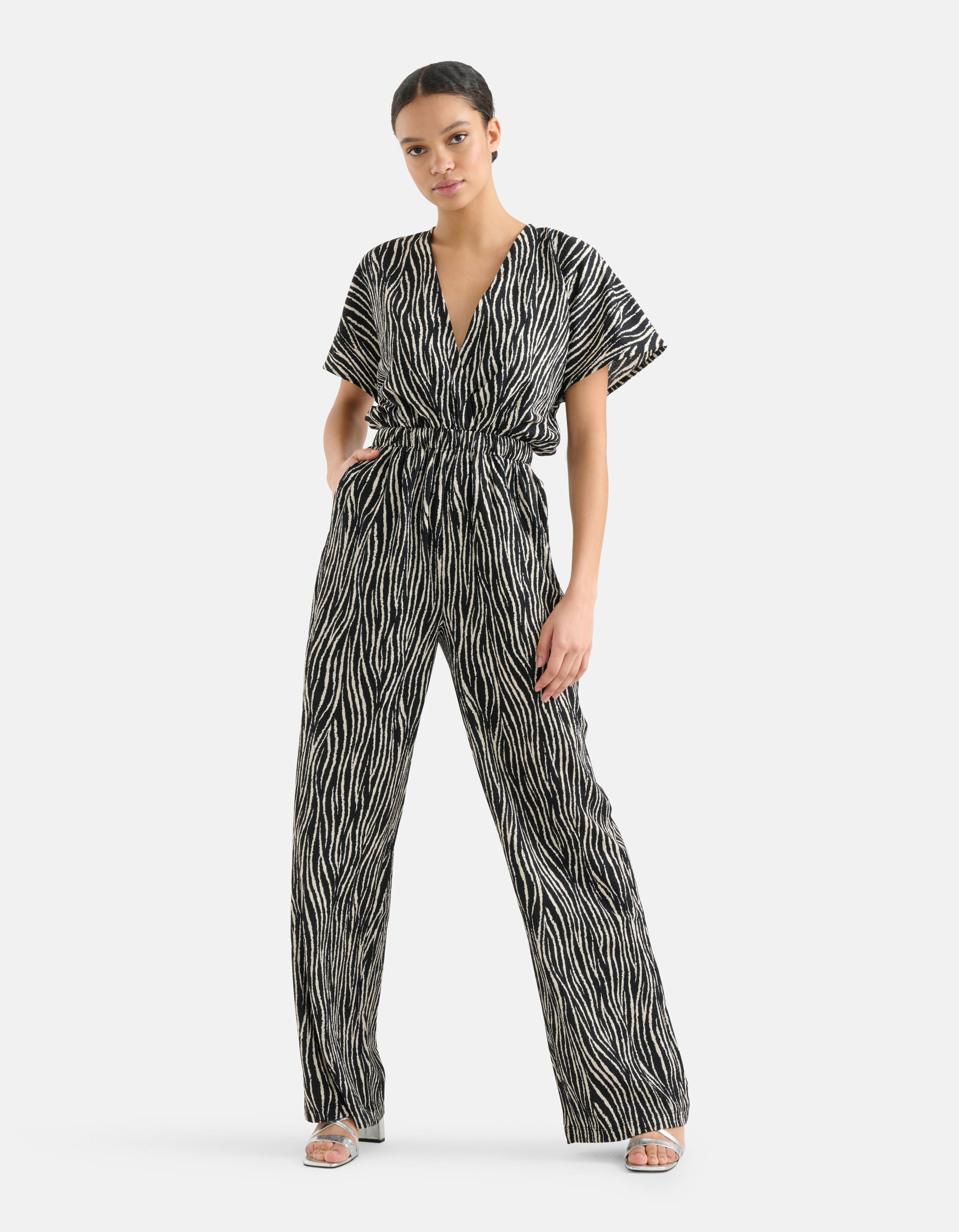 Crinkle Jumpsuit Schwarz/Weiß SHOEBY WOMEN