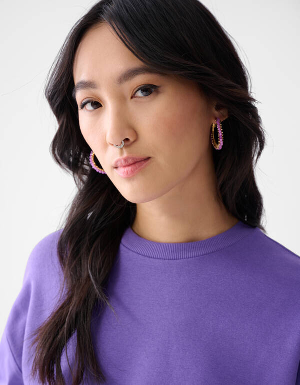 Pullover mit Popeline-Ärmeln Lila SHOEBY WOMEN