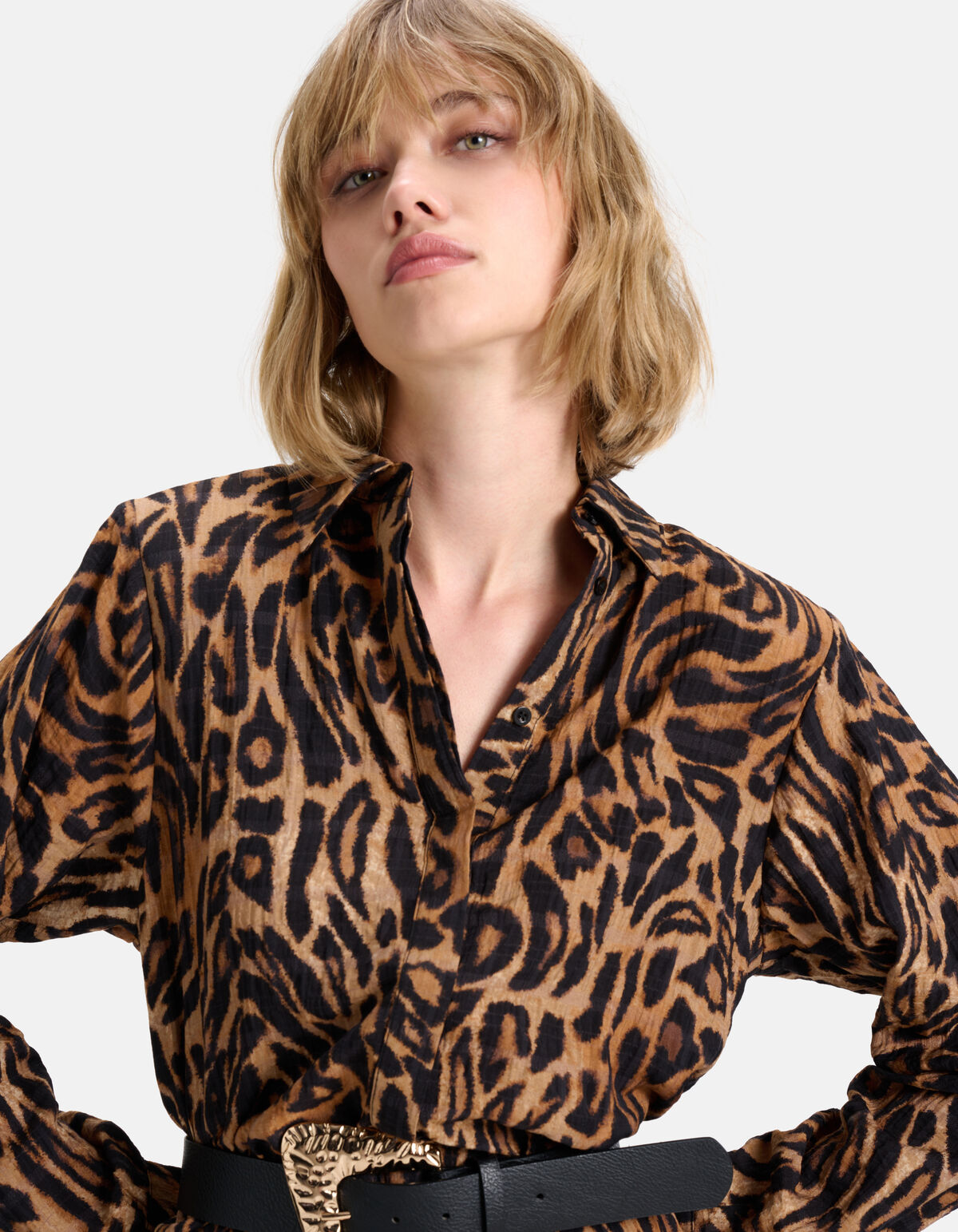 Midikleid mit Leopardenmuster Braun SHOEBY WOMEN