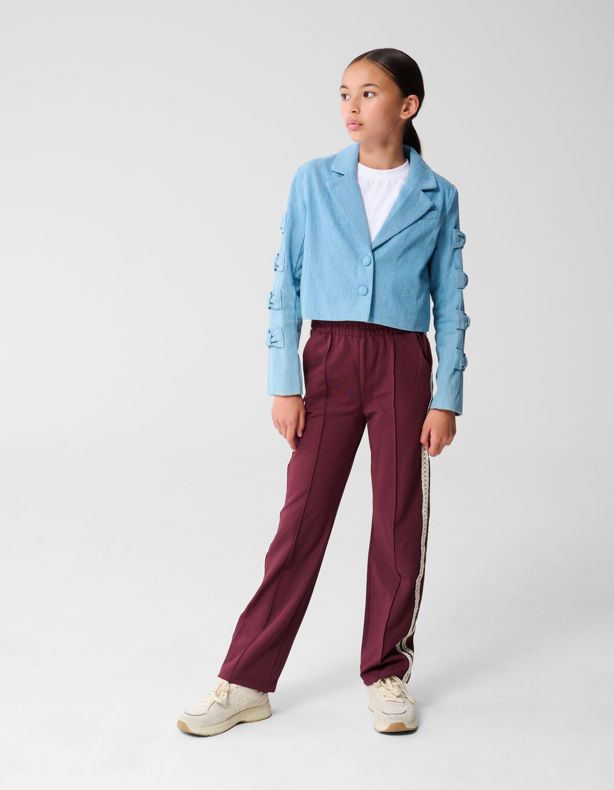 Gekürzter Blazer mit Schleife Blau SHOEBY GIRLS