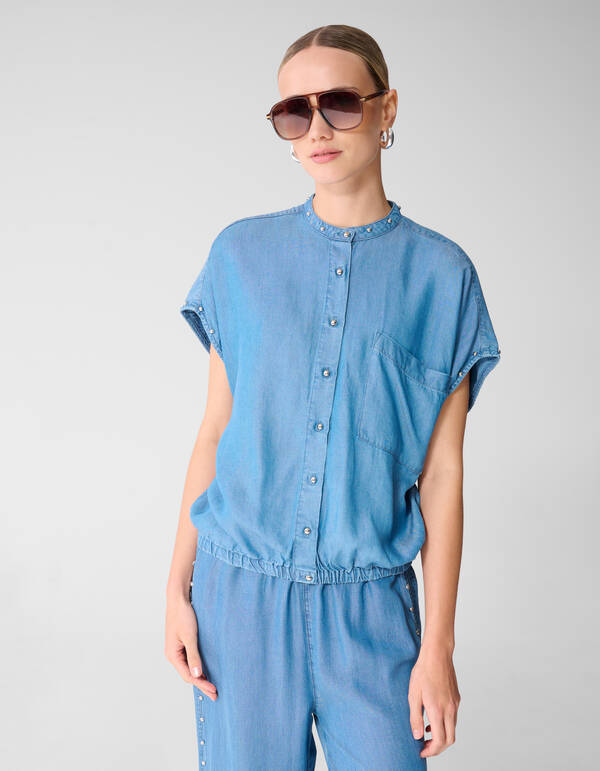 Studs Denim Bluse Blau SHOEBY WOMEN