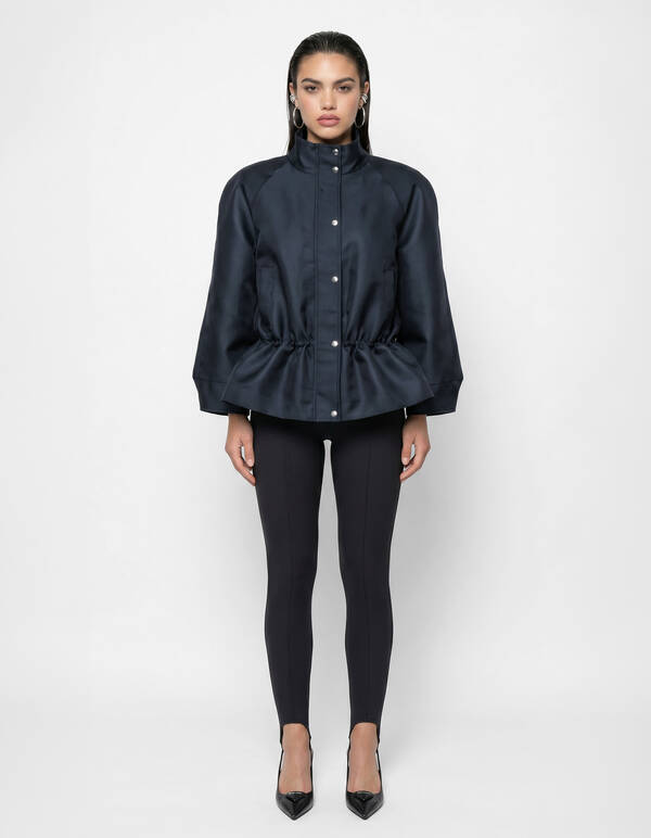 Jacke aus Satin-Twill mit Kordelzug Schwarz SHOEBY WOMEN