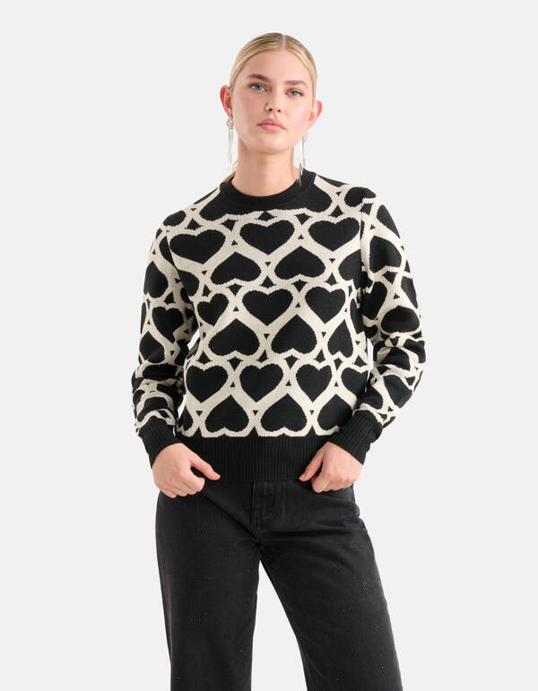 Bedruckter Jacquard-Pullover Schwarz SHOEBY WOMEN