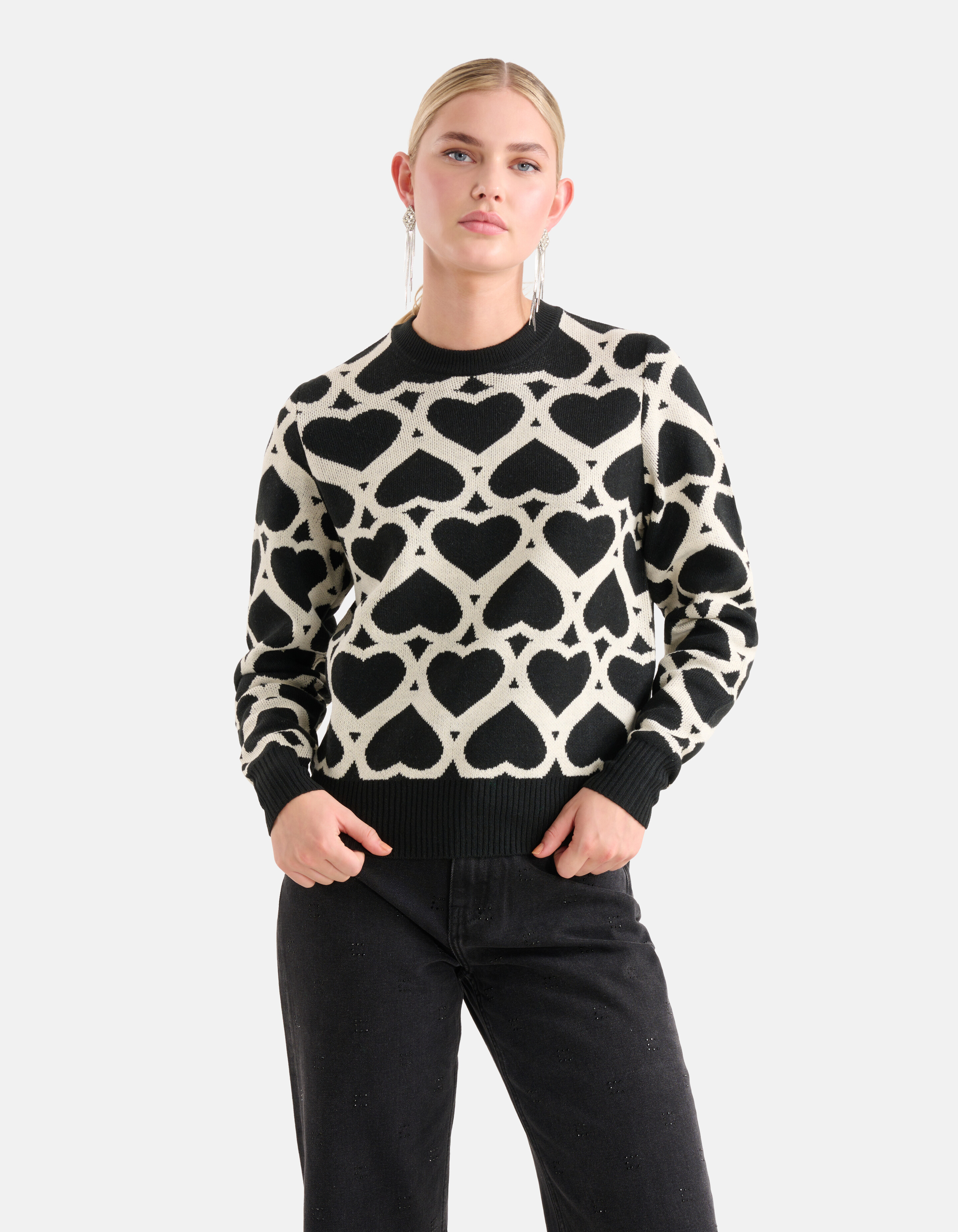 Bedruckter Jacquard-Pullover Schwarz SHOEBY WOMEN