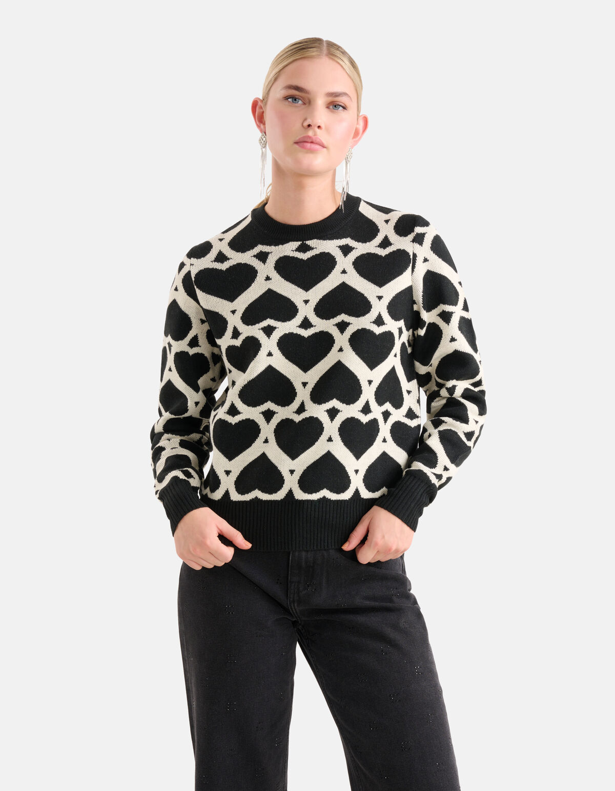 Bedruckter Jacquard-Pullover Schwarz SHOEBY WOMEN