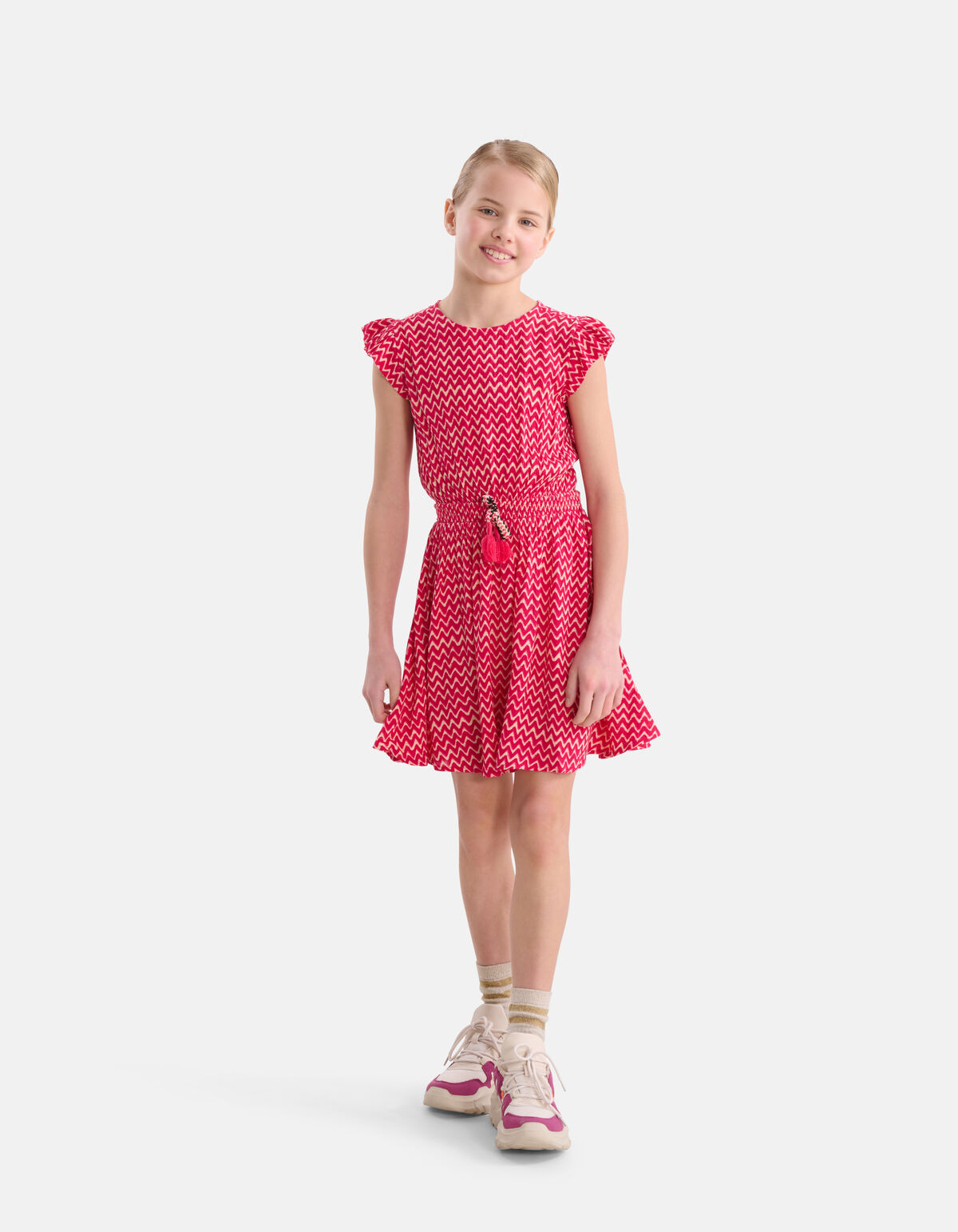 Printed Crinkle Jurk Roze SHOEBY GIRLS