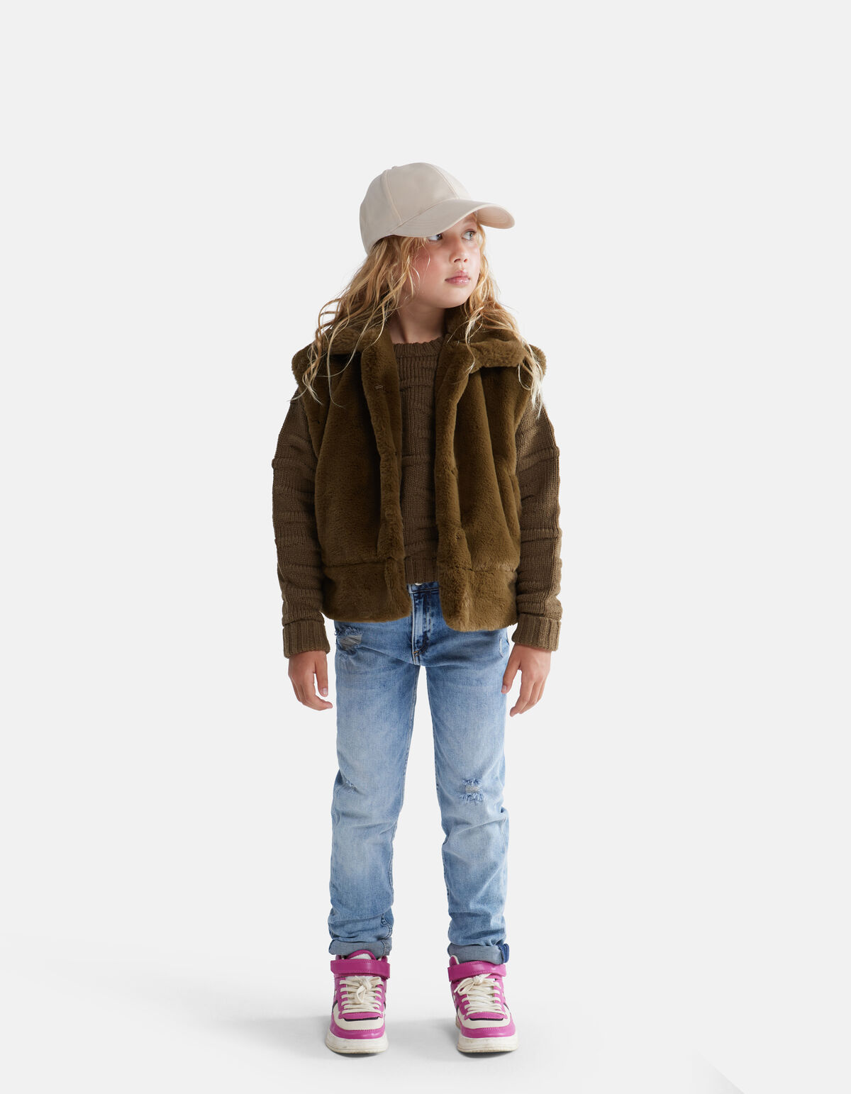 Kunstpelz-Gilet Dunkelgrün SHOEBY GIRLS