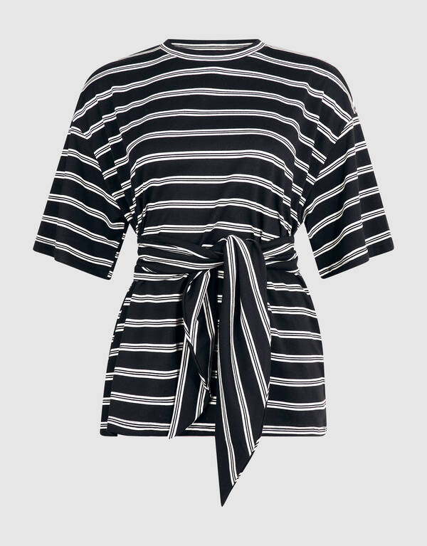 Schal Gestreiftes T-Shirt Schwarz/Wei&szlig; SHOEBY WOMEN