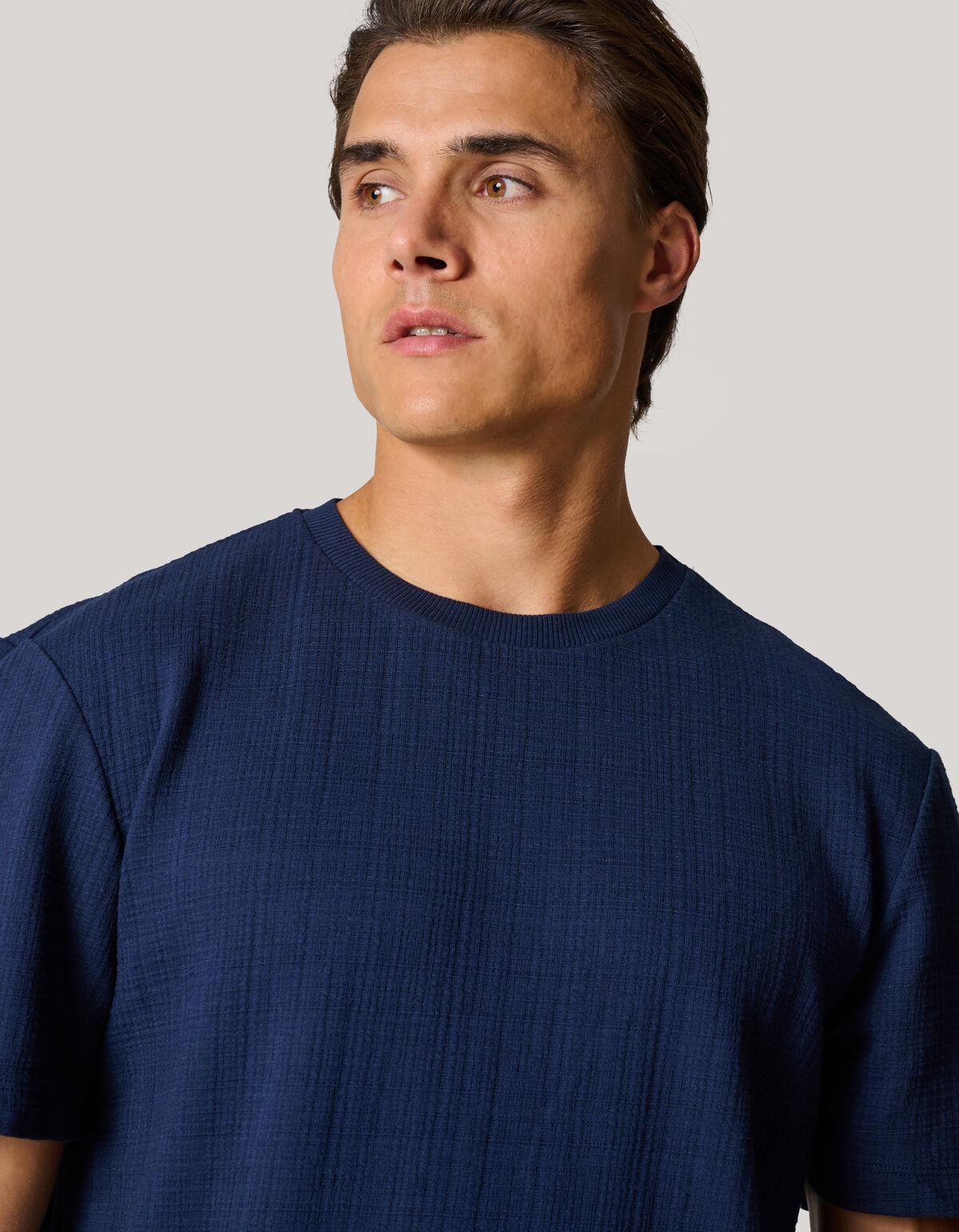 Strukturiertes T-shirt Dunkelblau SHOEBY MEN