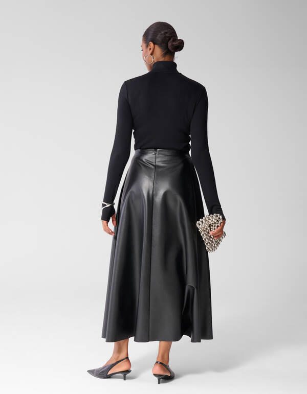 Veganer Maxi-Rock aus Kunstleder schwarz SHOEBY WOMEN