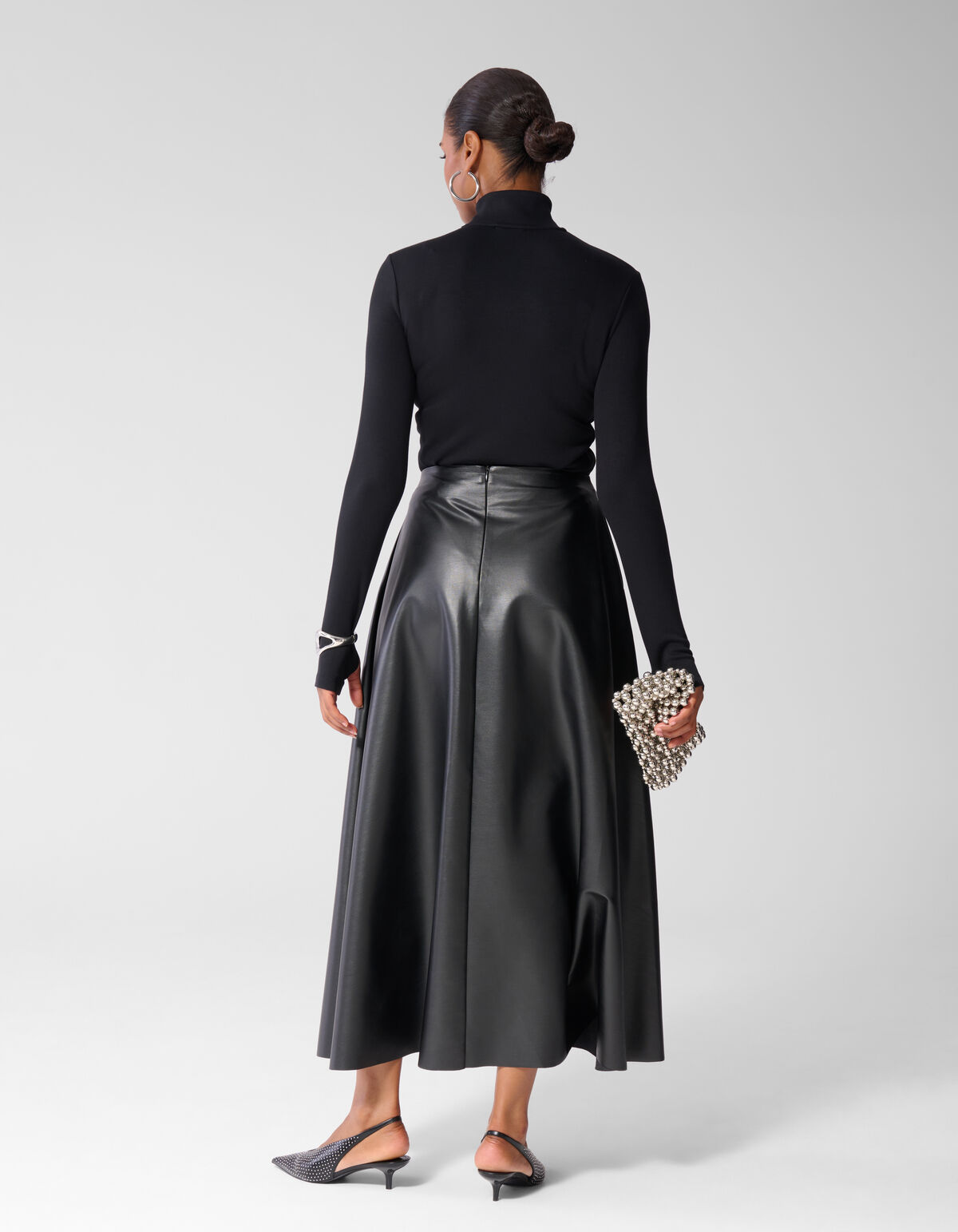 Veganer Maxi-Rock aus Kunstleder schwarz SHOEBY WOMEN