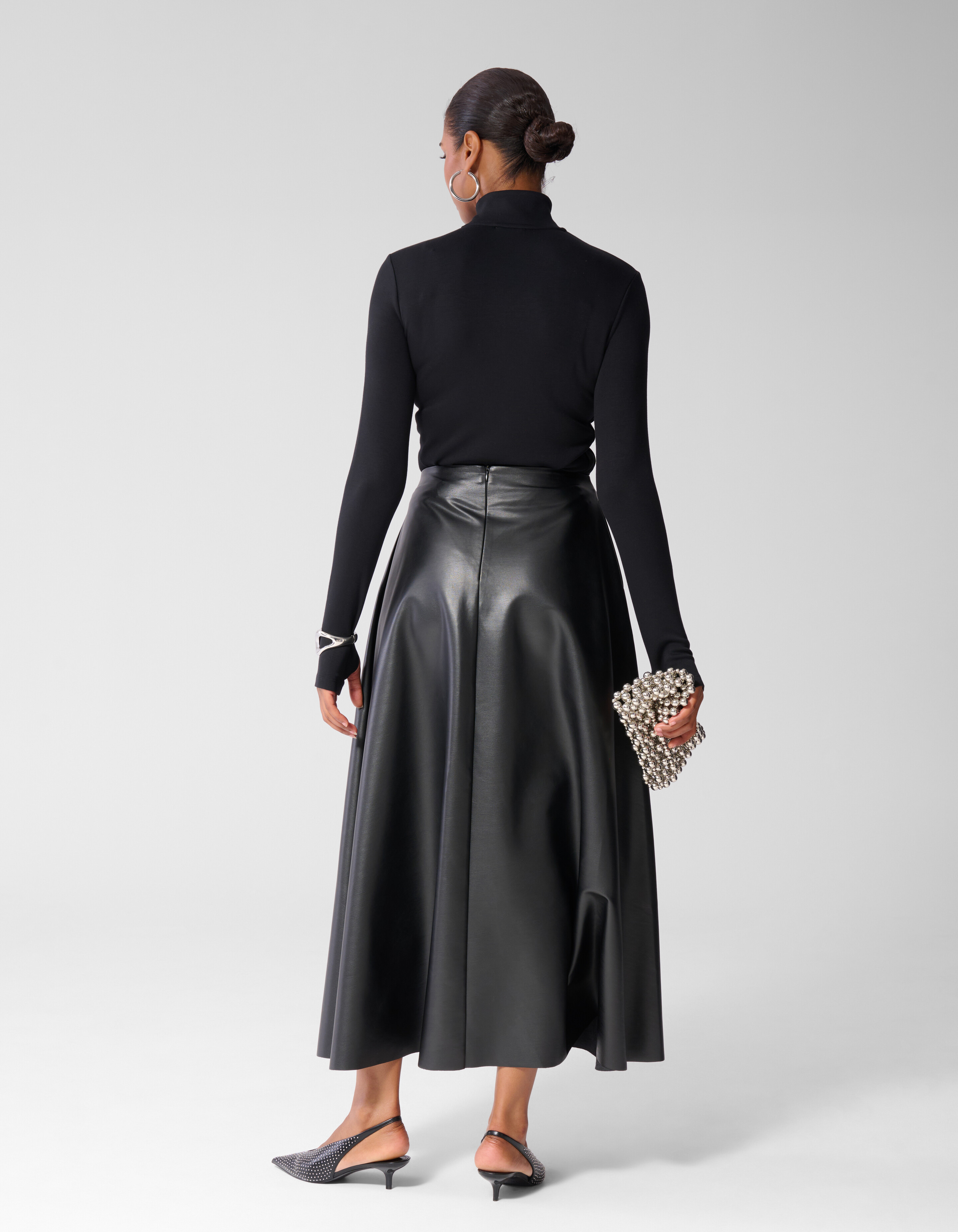 Veganer Maxi-Rock aus Kunstleder schwarz SHOEBY WOMEN