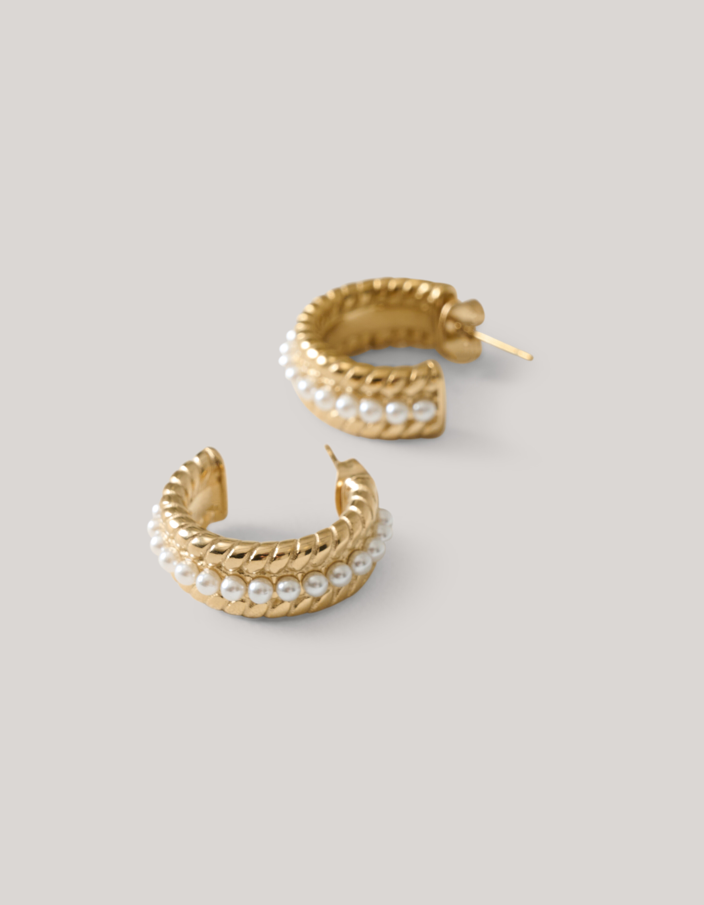 Ovale Perlenohrringe Gold SHOEBY ACCESSOIRES