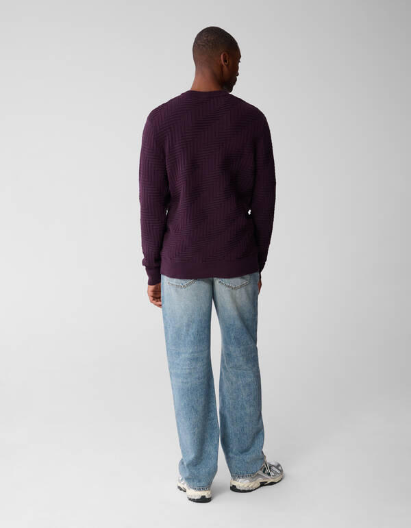 Strukturstrickpullover Dunkelrot SHOEBY MEN