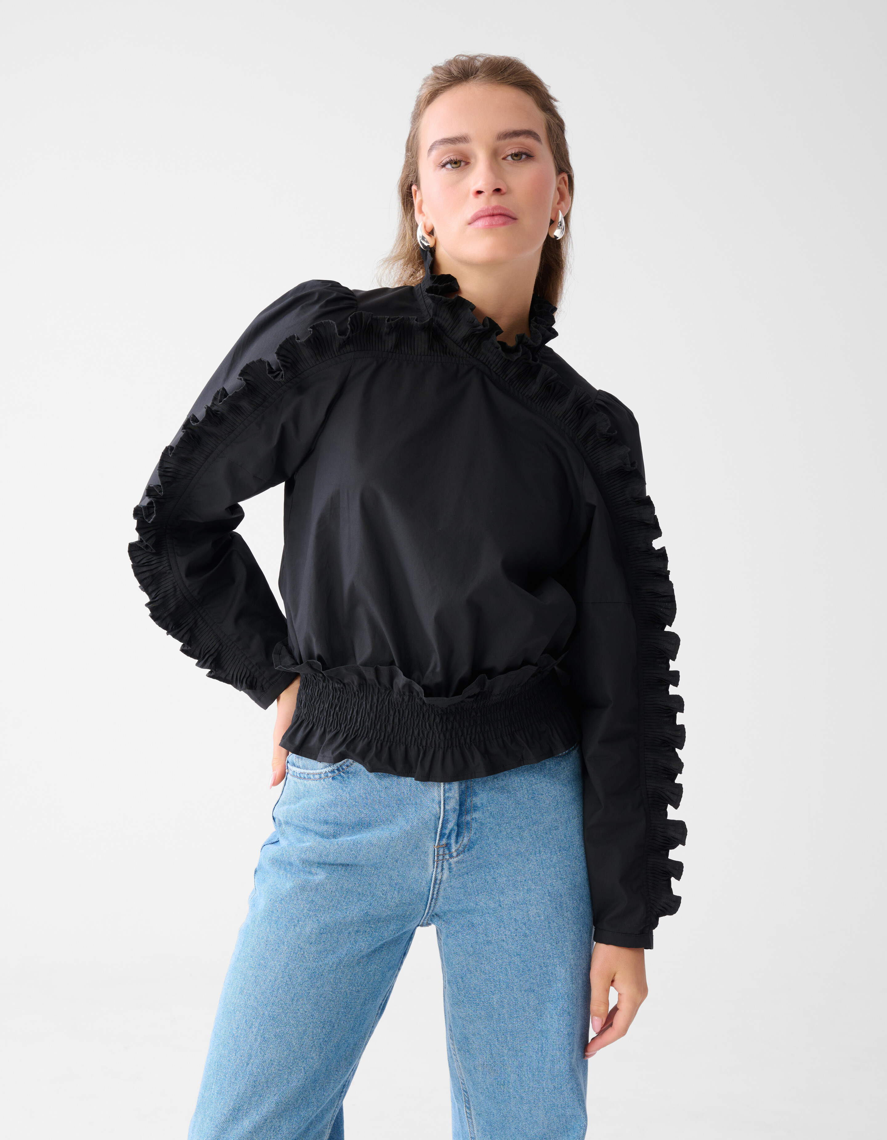 R&uuml;schen-Top Schwarz SHOEBY WOMEN