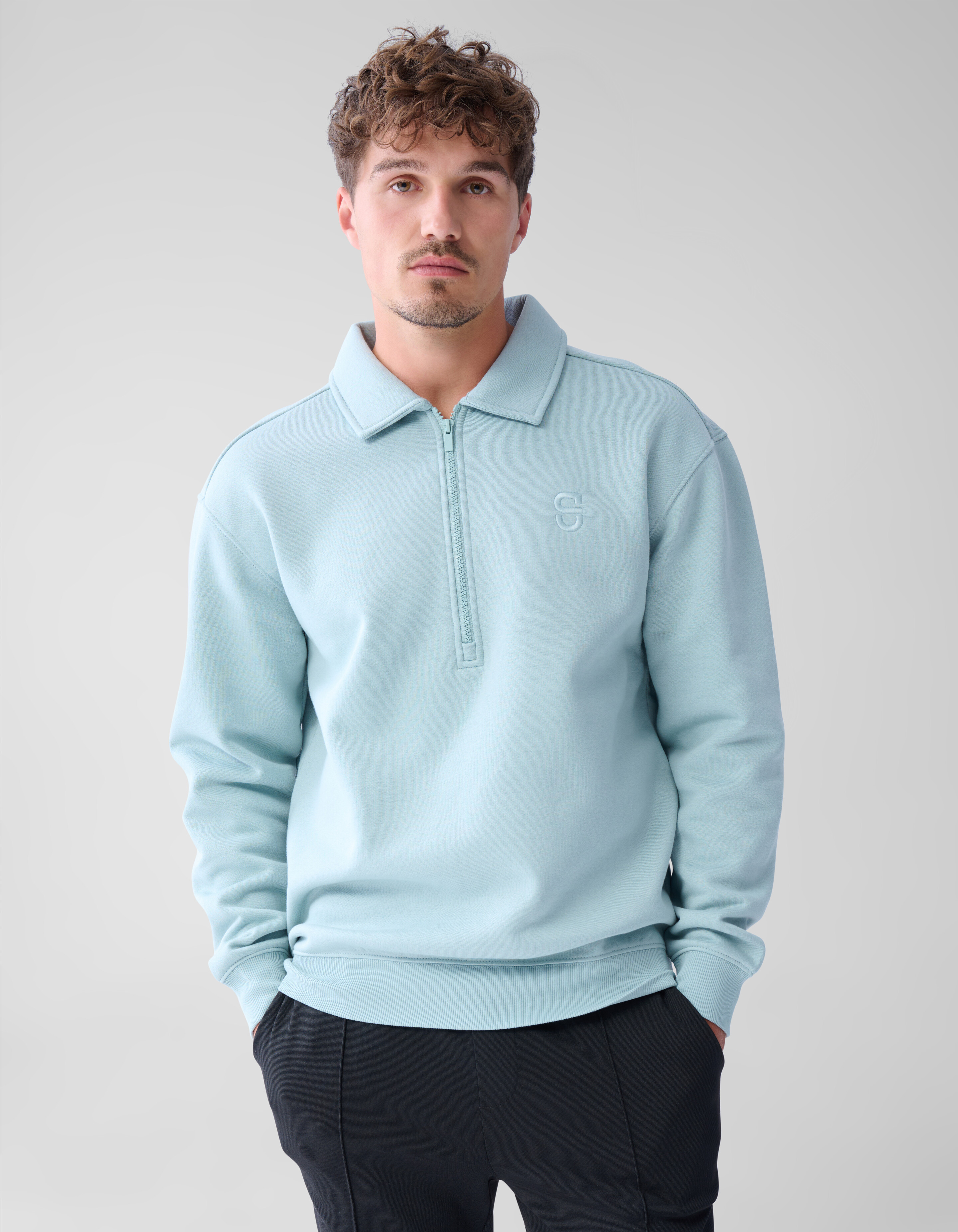 Zip Badge Pullover Blau SHOEBY MEN