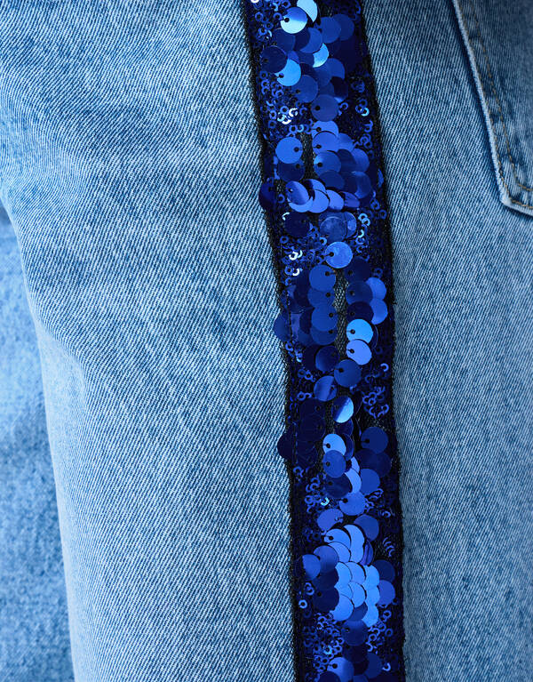 Glitter Tape Wide Leg Jeans Blau SHOEBY ACCESSOIRES