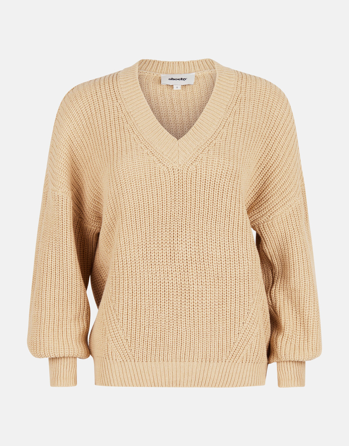 Pullover mit V-Ausschnitt Beige SHOEBY WOMEN