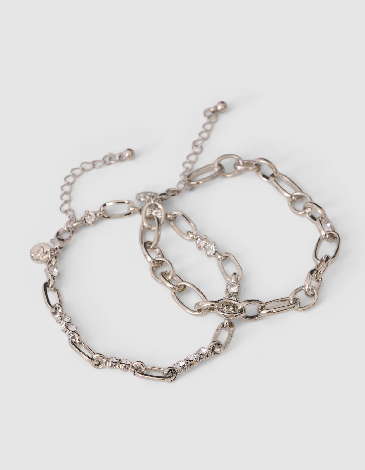 Double Layer Strass Armband Silber SHOEBY ACCESSOIRES