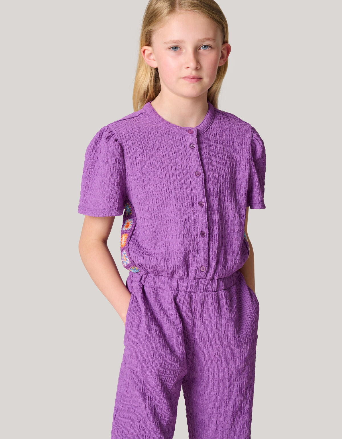 Gehäkelter Jumpsuit Dunkelviolett SHOEBY GIRLS