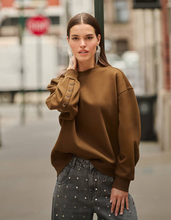 Pullover mit Schnürung in Khaki SHOEBY WOMEN