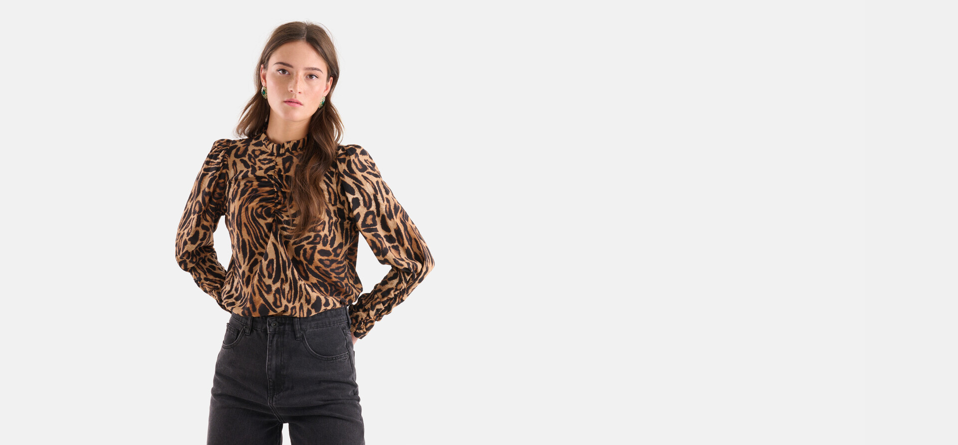 Top mit Puffärmeln im Leopardenmuster SHOEBY WOMEN