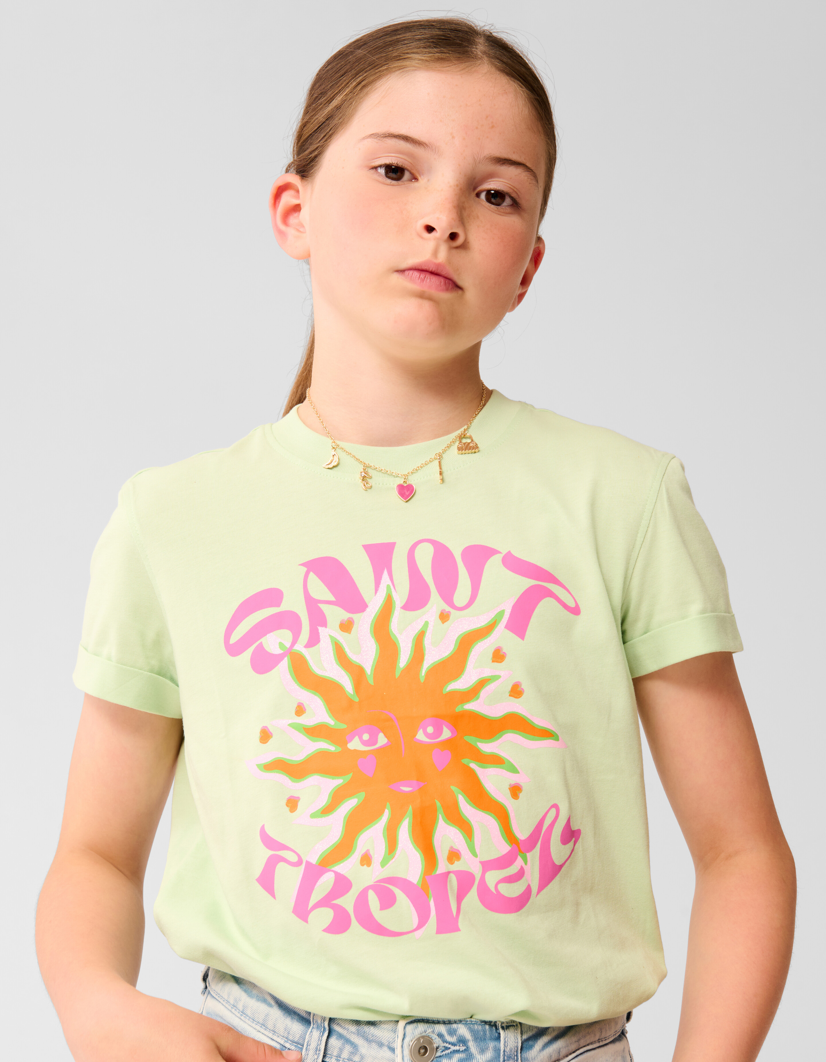 Saint Tropez Artwork T-shirt Hellgrün SHOEBY GIRLS