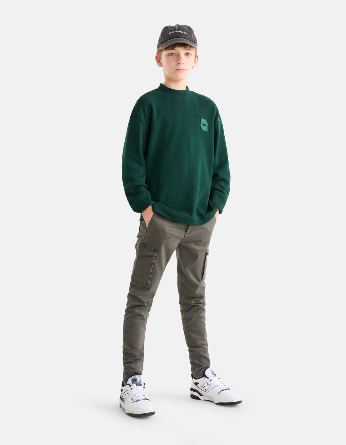 Struktur-Langarmhemd Dunkelgrün SHOEBY BOYS
